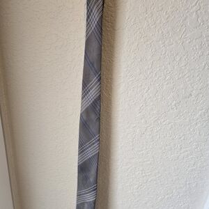 Michael Kors Gray and Blue Plaid Tie